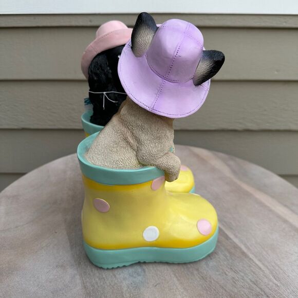 Dachshund & Pug In Rainboots Humane Society Figure Spring Dog Statue - Picture 6 of 12